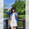 Camisa de Lino Azul Klein con Protección Solar para Mujeres Menudas, Ropa de Verano con un Camisole, Top Ligero tipo Cárdigan