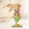 Colgante Decorativo para Fiesta de Día de Pascua Estilo Nórdico Creativo DIY Adornos de Conejo de Madera Pintados Decoración de Escritorio
