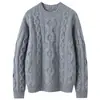 Suéter de punto de cachemira para mujer con cuello redondo, suéter de cachemira jacquard tipo pullover, top de punto de estilo holgado y casual