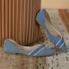 Zapatos Planos de Punta Estilo Francés para Mujer, Zapatos Bajos de Moda Veraniegos Retro de Mezclilla, Mocasines Planos Elegantes