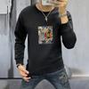 Suéter estampado 360g para hombre, jersey, top, camisa interior, corte ajustado, versátil, social, juvenil, casual, camiseta de cuello redondo