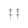 Aleación de Titanio Estilo Oscuro Súper Brillante Cruz Completa de Diamante Perno para Hélice de Oreja Perno Roscado para Hélice de Oreja Diseño de Nicho Dulce Fresco Chica Picante
