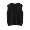 Colete de Cashmere Suéter Tricotado para Mulheres, Novo Estilo Outono e Inverno, Caimento Solto, Adequado para Camadas, Gola V, Cor Sólida, Colete Suéter sem Mangas