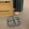 Sapatos Rasos de Pelo Estilo Fada para Mulheres, Novo Modelo Outono e Inverno 2026, Laço, Forrados com Lã, Moccasins Quentes, Sapatos de Algodão, Sapatos de Calçar