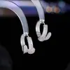 Pendientes de Clip para Oreja con Hebilla de Herradura de Circonita Microincrustada Europea y Americana, Diseño Geométrico, Lujo Ligero, Sensación de Alta Gama, Personalidad Única y Temperamento Distintivo