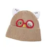 2025 Nuevo Lindo Sombrero de Gato con Orejas y Gafas para Mujer Otoño e Invierno Cálido Protección para los Oídos Sombrero de Punto que Muestra la Cara Pequeño Sombrero de Lana para el Frío