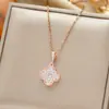 Collar coreano transfronterizo de venta caliente con micro incrustaciones de circonita de acero de titanio para mujer, moda, sentido de alta gama, temperamento, cadena de clavícula, joyería que no se desvanece