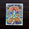 Thangka Hecho a Mano Color Dorado Núcleo Verde Maestro de la Medicina Madre Fo Zakilam Pintura de Color Lienzo Pasado y Presente Se Puede Cambiar