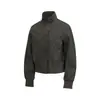 Chaqueta N605 High Street Retro Streetwear Motociclista Estilo Ropa de Trabajo de Alta Gama para Mujer, Corte Holgado Chaqueta con Cuello Alto