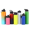 Botella Espacial de Paja de Color Degradado Transfronterizo de Aspecto Elevado, Asa Portátil para Exteriores, Taza Térmica de Acero Inoxidable 304 para Deportes
