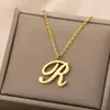 Collar con Colgante de Letra Nombre Venta Caliente Transfronteriza Cadena de Clavícula de Acero Inoxidable Oro 18K Joyería Fabricante Femenino Venta al por Mayor