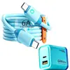 Kit Criativo Cabo de Dados Carga Super Rápida 6A Foguete Compatível com Apple 16, Android, Huawei Honor 60, Xiaomi, VIVO