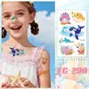 Nuevas Pegatinas de Tatuaje de Sirena de Dibujos Animados para Niños Transfronterizas, Impermeables y a Prueba de Sudor, Pegatinas Temporales de Animales Marinos para Fiestas