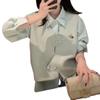 Chaleco de punto rosa, camisa de dos piezas, ropa de mujer, suéter superpuesto, chaleco de diseño de primavera, chaleco Sense Niche