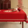 Mantel de boda rojo para un ambiente festivo en el hogar de los recién casados, adecuado para la mesa de centro o la mesa de comedor de la sala de estar, forma rectangular