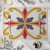 Mantel individual occidental con estampado de rayas de arte geométrico, tapete para vajilla