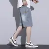 Shorts Jeans Finos de Verão para Homens com Estampa de Céu Estrelado, Marca Tendência Estilo Americano 2026 Novos Shorts Casuais Retos Largos no Joelho