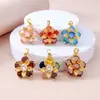 Colar Pulseira Pingente Cruz Colorida Flor DIY Acessórios de Joia Estilo Fresco Luxo Leve Acessórios de Cobre Banhado a Ouro para Mulheres