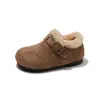 2026 Nuevos Zapatos Birkenstock Retro Versátiles de Punta Redonda para Niños Otoño/Invierno Unisex para Niños Felpa Plus Calientes Engrosados Suela Gruesa Zapatos de Algodón