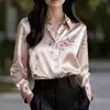 Transfronterizo 2025 Ropa Europea y Americana Estación Independiente de Amazon Diseño de Camisa Francesa Pintura al Óleo Retro Camisa de Manga Larga para Mujer