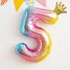 32 polegadas Gradiente Digital Arco-íris Coroa Alumínio Filme Balão Crianças Meninos e Meninas Bebê Aniversário Primeiro Ano Festa Fundo