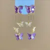 Aretes de Borla de Mariposa Recortada Azul y Blanco Estilo Coreano Diseño Exquisito Estudiante de Arte Hermosos Aretes de Gancho para la Oreja Aretes para Mujer