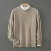 Nuevo Suéter de Punto Grueso de Lana Pura para Hombre Otoño/Invierno 2025 con Jacquard de Patrón de Diamantes, Suéter de Punto Suave con Cuello Redondo