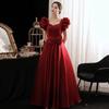 Vestido Satinado Color Tostado para la Princesa Fugitiva, Nuevo Estilo Verano 2026, Vestido de Noche Elegante Vino Tinto para Novia, Compromiso, para Mujer