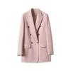Blazer Casual Soltinho Petite para Mulheres em Estoque para Atacado do Fabricante, Novo Estilo Primavera e Outono, Elegante Jaqueta de Terno Rosa