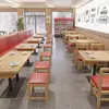 Juego de Mesa y Sillas para Comedor con Tazón de Arroz Personalizado para Restaurantes, Fonderías y Cadenas de Snacks con Cajones, Combinación de Mesa y Sillas Comerciales de Madera Maciza