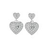 Pendientes de diamantes llenos de alta calidad con forma de corazón de amor, transmisión en vivo transfronteriza europea y americana, venta caliente, pendientes de diamantes llenos, pendientes de borlas para mujer