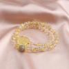 Citrina natural tallada gatito piedra lunar cristal de pelo fortuna dorada en tesoro pulsera de doble círculo regalo para amigas