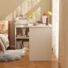 Escritorio de esquina imitación madera maciza con estantería, escritorio de computadora integrado, mesa para dormitorio en casa con gabinete de almacenamiento, banco de trabajo de esquina integrado