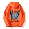 Sudadera casual con capucha de moda con letras nuevas de exportación europea y americana 2024 con mariposas multicolores