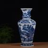 Dinastía Qing Kangxi Azul y Blanco Paisaje Cuadrado Botella Antigüedad Productos de Fábrica Vieja Imitación Estilo Chino Ming y Qing Estante Antiguo Adornos de Porcelana