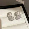 Nuevos Pendientes de Flor de la Suerte con Circonita y Aguja de Plata, Exquisitos, Modernos, Dulces, Lujo Ligero, Gama Alta, Pendientes Versátiles para Mujer