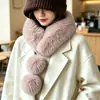 Novo estilo de inverno cachecol felpudo aconchegante e relaxado para mulheres, aquecedor de pescoço de pele sintética quente, versão coreana cachecol de pescoço de pelúcia versátil