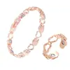 Pulseira Magnética Cruzada Amazon Aliexpress Popular Cobre Antigo Vazado Coração + Conjunto de Anel Pronto para Venda