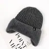 Gorro de Invierno Cálido para Hombre con Protección para las Orejas para Personas de Mediana Edad y Mayores, Gorro de Lana Tejido con Plus de Felpa a Prueba de Frío para Papá y Abuelo, Algodón