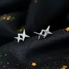 Não precisa escolher brincos de tarraxa com pingente de Cruz Estrela de Diamante S925 de prata esterlina para dormir, brincos versáteis para mulheres japonesas e coreanas