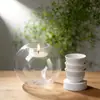 Suporte de Velas de Vidro Transparente Suporte de Velas Redondo de Vidro Estilo Europeu Decoração de Casa Ornamentos Artesanato em Vidro