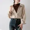 Foto Real En Stock Camisa de Rayas para Mujer, Nuevo Estilo Otoño e Invierno 2025, Camisa Base Gruesa para Capas, Top de Alta Gama