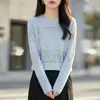 Design-sense Suéter de Tricô de Cânhamo com Junta Oca de Bambu Manga Longa Feminina Roupa de Proteção Solar Top Preguiçoso Roupa Chique Lindo Cardigã Novo