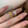 Anel de transferência de orelha de trigo com diamante Rai antigo, anel feminino leve, luxuoso, de alta qualidade, personalizado, tendência da moda, anel de combinação completa