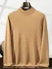 Suéter de cachemira 100% para otoño e invierno, cuello alto medio, color liso, camisa interior de talla grande, para hombre