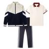 Uniforme Escolar para Alunos do Ensino Fundamental terno Primavera e Outono Roupas de Classe do Ensino Médio Conjunto de Três Peças Camisa Polo de Verão Alunos do Ensino Médio Jaqueta de Manga Longa