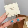 Conjunto de Brincos Boêmio Azul Retro Girassol Feminino Agulha de Prata Exquisito Estrela de Oito Pontas Brincos Transfronteiriços Atacado
