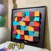 Decoración de Pared de Madera Maciza con Mosaico Estilo Vintage Pintura Decorativa para Pared de Fondo Mural Geométrico Abstracto Retro para Entrada