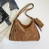 Moda Versátil Retro Chic para Otoño 2026, Bolso de Axila de Color Sólido con Textura, Bolso de Hombro Único Cruzado