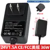 Adaptador de corriente certificado CE CCC 12V3A 24V1.5A fuente de alimentación de iluminación 36W enchufe de pared adaptador estándar de EE. UU.